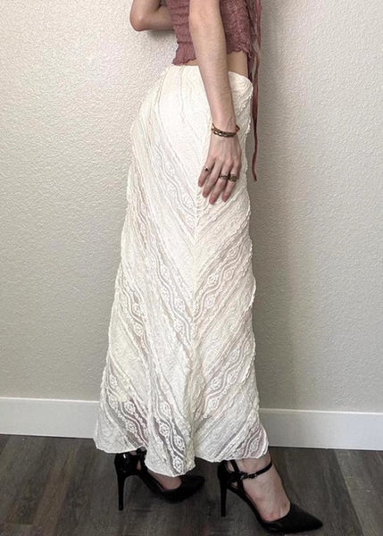 High White Summer Art Side Lace Skirts Open Waist FashionChic