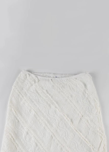 High White Summer Art Side Lace Skirts Open Waist FashionChic