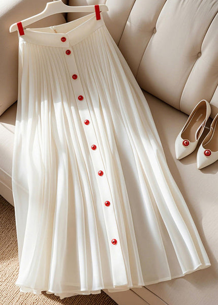 High Summer Waist White Skirt Pleated Art Solid FashionChic