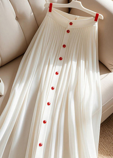 High Summer Waist White Skirt Pleated Art Solid FashionChic