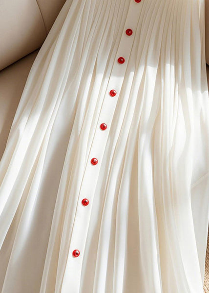 High Summer Waist White Skirt Pleated Art Solid FashionChic