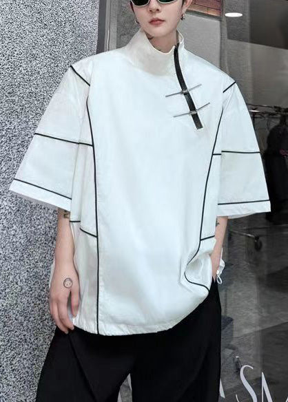 Sweatshirt Men White Zip Summer Up Art Cotton Drawstring FashionChic