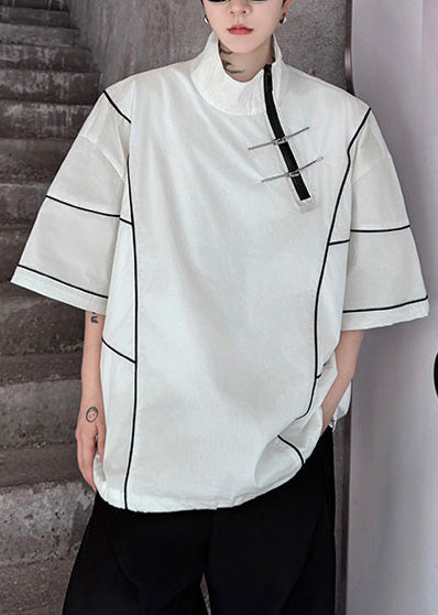 Sweatshirt Men White Zip Summer Up Art Cotton Drawstring FashionChic