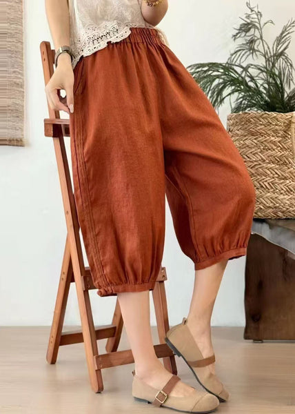 Oversized Linen Art Pants Crop Button Chinese Summer Yellow FashionChic