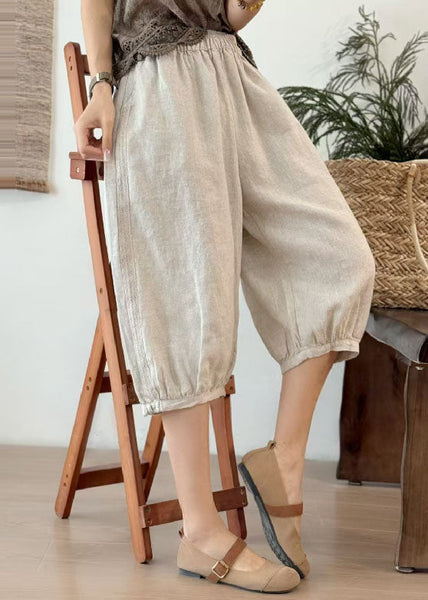 Oversized Linen Art Pants Crop Button Chinese Summer Yellow FashionChic