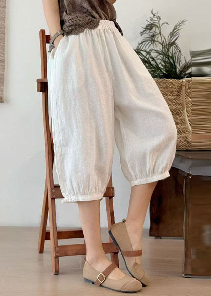 Oversized Linen Art Pants Crop Button Chinese Summer Yellow FashionChic