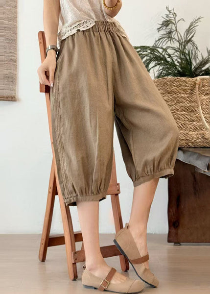 Oversized Linen Art Pants Crop Button Chinese Summer Yellow FashionChic