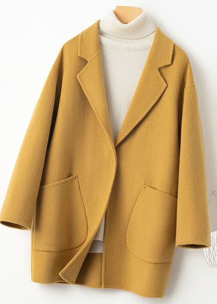 Art Yellow Peter Pan Collar Pockets Woolen Coat Winter RS031 ABC