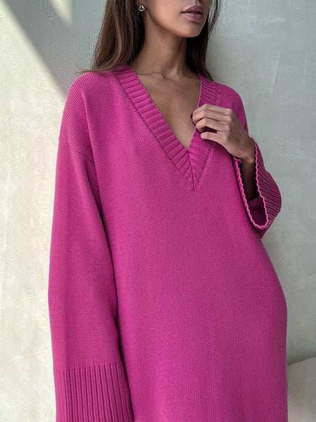 Barbiecore Oversized Sweater Dress Furdela