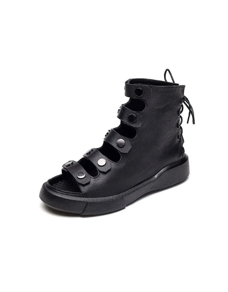 Back Lace-up Cut-out Fish Toe Summer Boots Ada Fashion