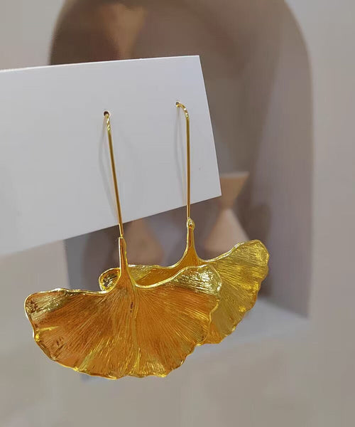 Drop Ginkgo Overgild Earrings Copper Leaf Gold Beach FashionChic