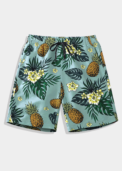 Men Cotton Elastic Pockets Beach Shorts Summer Print Waist FashionChic