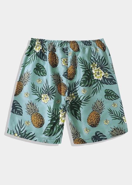 Men Cotton Elastic Pockets Beach Shorts Summer Print Waist FashionChic
