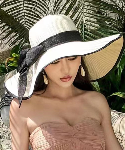 Beach Vacation Style Blue Straw Woven Big UPF 50+ Sun Hat II050 hat-HAT240825