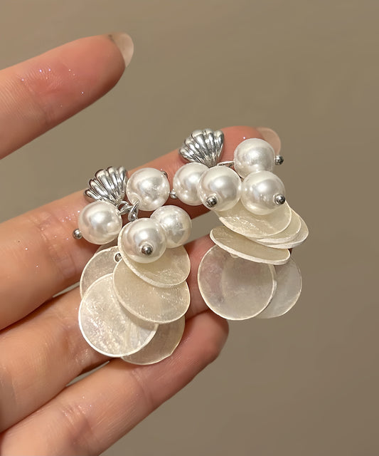 Shell Drop White Beach Tassel Earrings Pearl Copper FashionChic