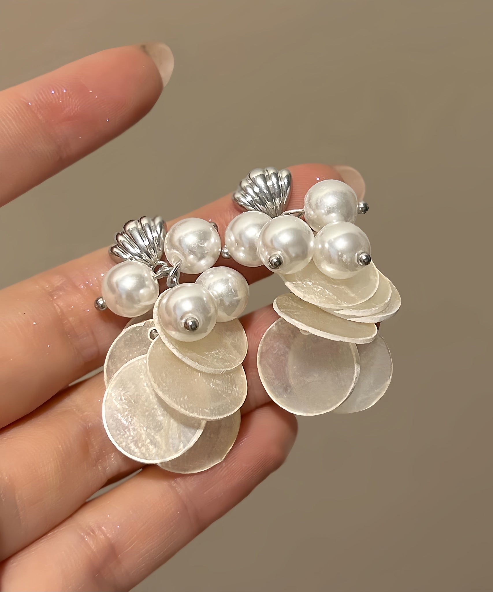 Shell Drop White Beach Tassel Earrings Pearl Copper FashionChic