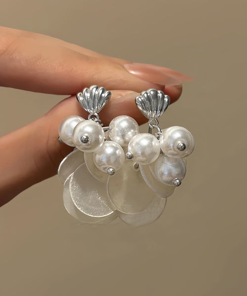 Shell Drop White Beach Tassel Earrings Pearl Copper FashionChic