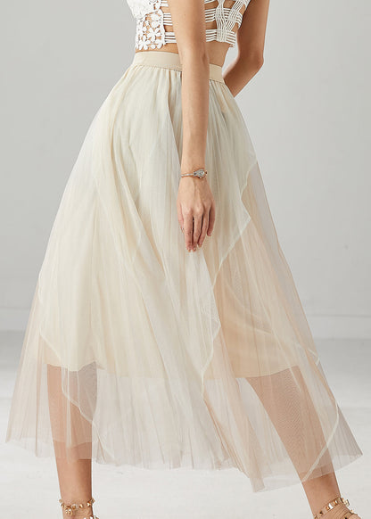 Beautiful Apricot High Waist Patchwork Tulle Skirts Summer YU1028 Ada Fashion