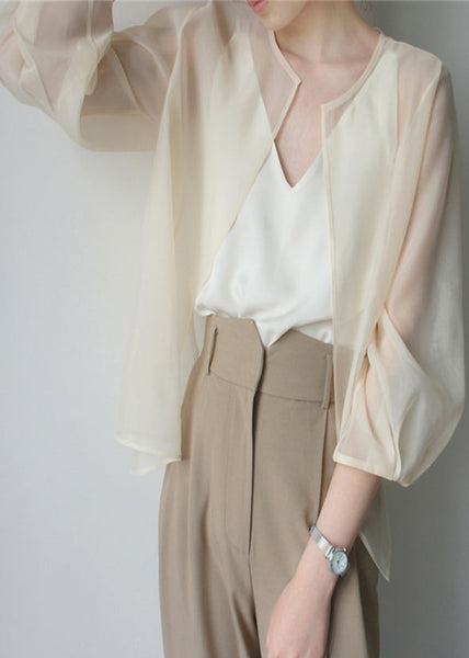 Beautiful Apricot Organza UPF 50+ Cardigans Summer TZ014