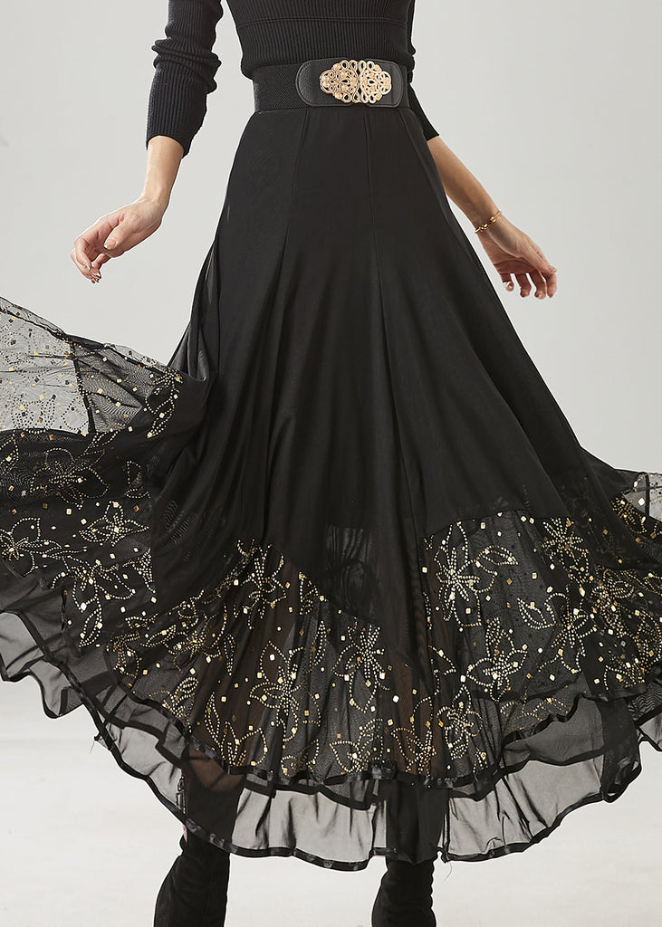 Beautiful Black Exra Large Hem Chiffon Dance Skirts Spring YU1010 Ada Fashion