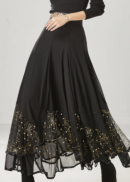 Beautiful Black Exra Large Hem Chiffon Dance Skirts Spring YU1010 Ada Fashion