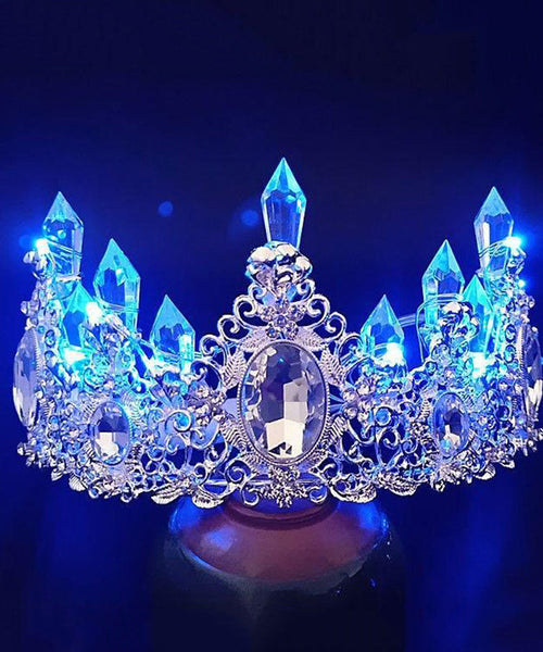 Beautiful Blue Alloy Zircon Gem Stone Hollow Out Kids Crown IU055 TZ-FQ-HAI240802