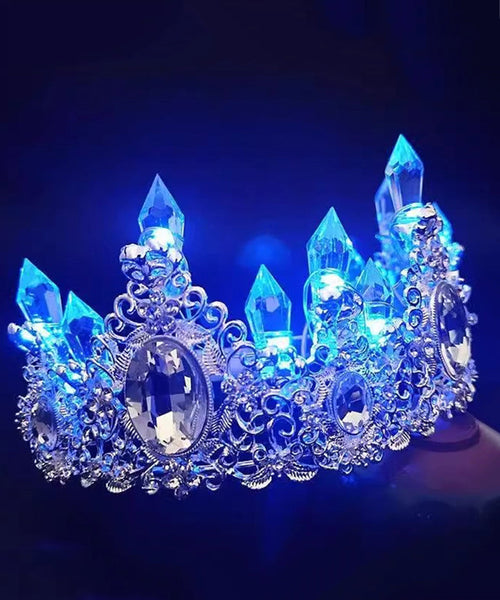 Beautiful Blue Alloy Zircon Gem Stone Hollow Out Kids Crown IU055 TZ-FQ-HAI240802