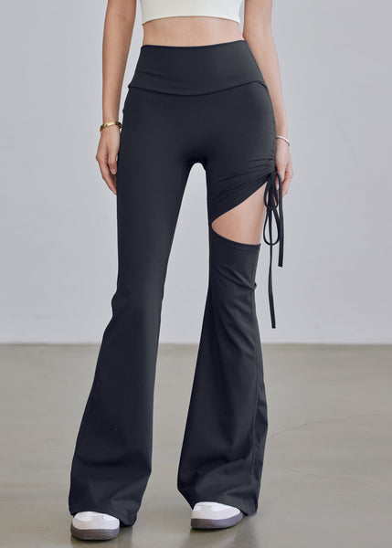 Blue Pants Hollow High Out Yoga Drawstring Waist Beautiful FashionChic