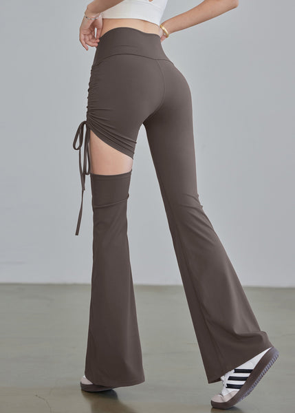 Blue Pants Hollow High Out Yoga Drawstring Waist Beautiful FashionChic