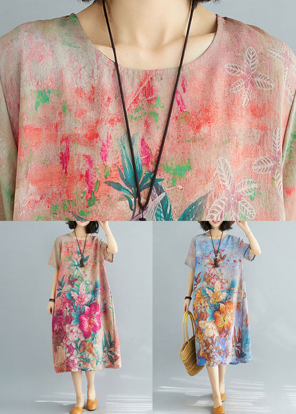 Beautiful Blue O Neck Print Cotton Dresses Summer JH026 MMDM-SDL240717