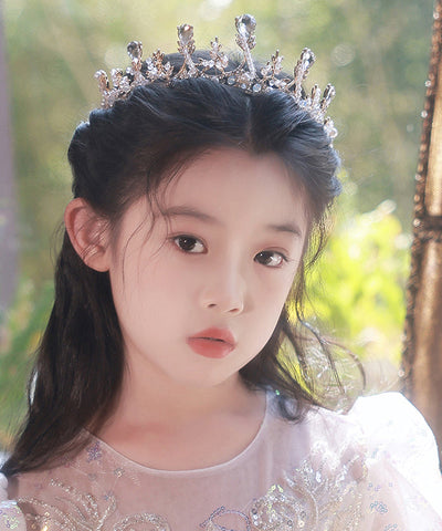Beautiful Champagne Crystal Zircon Kids Crown IU038 TZ-FQ-HAI240802