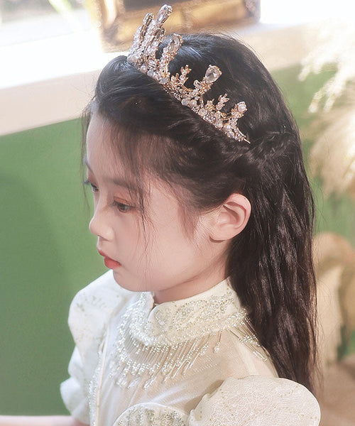 Beautiful Champagne Crystal Zircon Kids Crown IU038 TZ-FQ-HAI240802