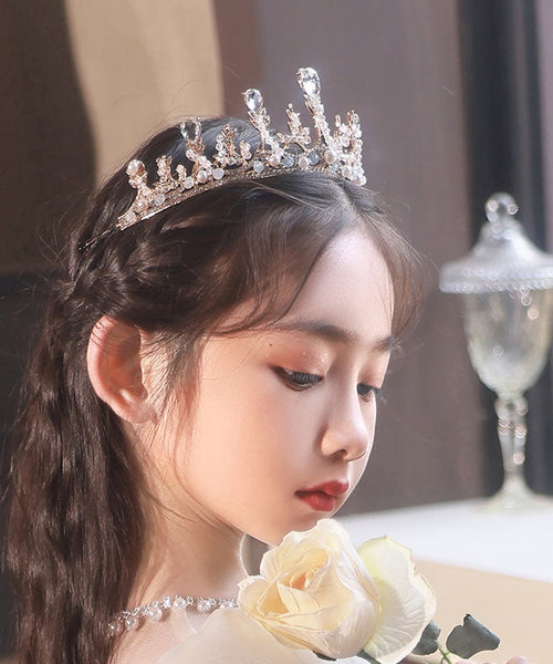 Beautiful Champagne Crystal Zircon Kids Crown IU038 TZ-FQ-HAI240802