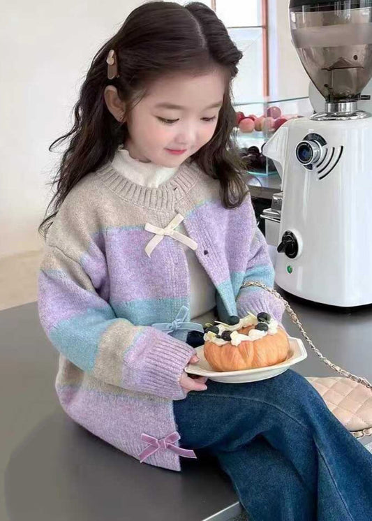 Beautiful Colorblock O-Neck Button Cotton Knit Girls Cardigan Winter WL045 MM-RCTZ-NCGT241120