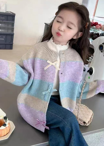 Beautiful Colorblock O-Neck Button Cotton Knit Girls Cardigan Winter WL045 MM-RCTZ-NCGT241120