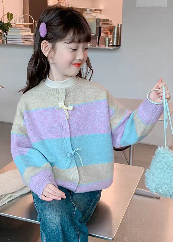 Beautiful Colorblock O-Neck Button Cotton Knit Girls Cardigan Winter WL045 MM-RCTZ-NCGT241120