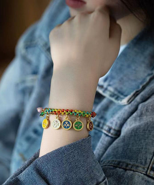 Beautiful Colorblock Sterling Silver Overgild Tassel Charm Bracelet KX1009 Ada Fashion