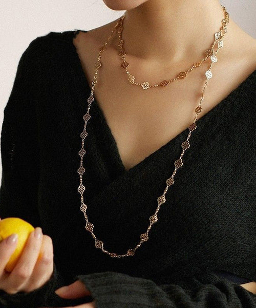 Hollow Beautiful Overgild Gold Copper Out Carving Necklace FashionChic