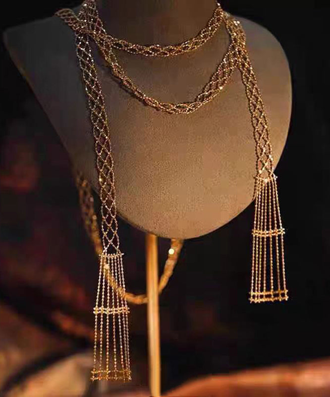 Beautiful Gold Sterling Silver Overgild Chain Hollow Out Necklace YU011 ABC