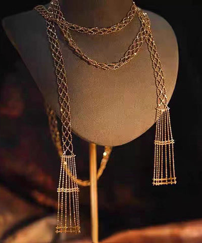 Beautiful Gold Sterling Silver Overgild Chain Hollow Out Necklace YU011 ABC