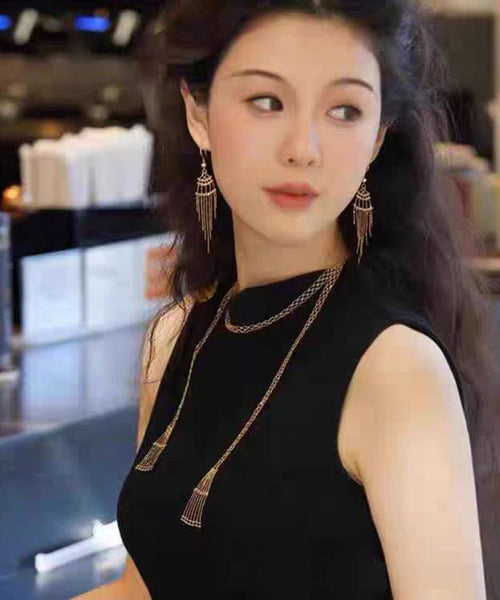 Beautiful Gold Sterling Silver Overgild Chain Hollow Out Necklace YU011 ABC