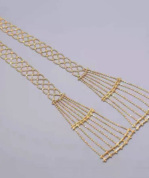 Beautiful Gold Sterling Silver Overgild Chain Hollow Out Necklace YU011 ABC