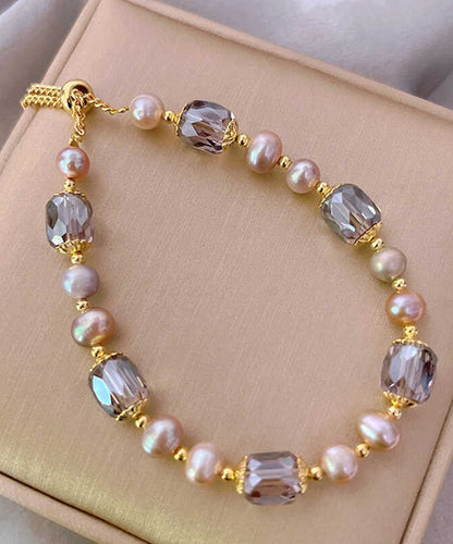 Beautiful Gold Sterling Silver Overgild Pearl Crystal Tassel Charm BraceletFine Silk Sterling Silver Broken Silver Gypsophila Necklace ET004 ABC