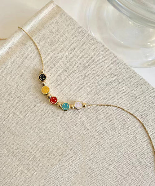 Beautiful Gold Sterling Silver Overgild Smiling Face Ankle Bracelet PO072 JEW-Ank240729