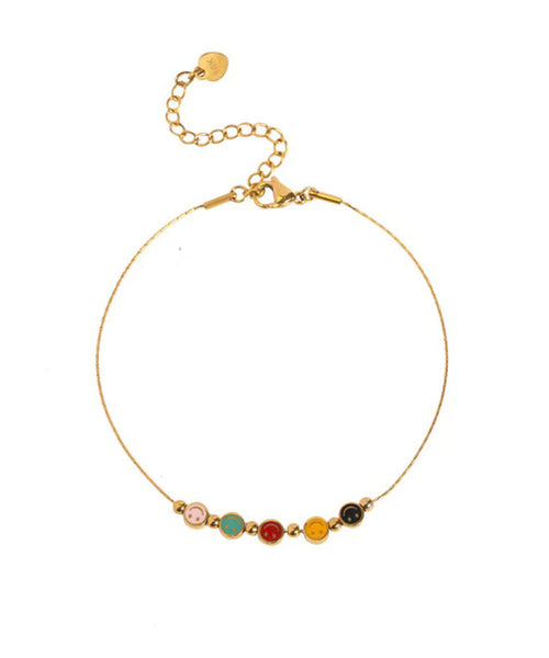 Beautiful Gold Sterling Silver Overgild Smiling Face Ankle Bracelet PO072 JEW-Ank240729