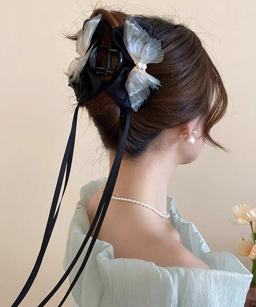 Ribbon Acrylic Pearl Beautiful Hairpin Green Fabric Bow FashionChic