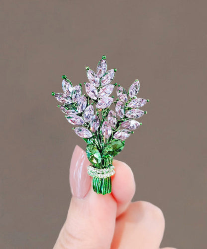 Beautiful Green Alloy Crystal Lavender Brooches QQ048 JEW-BRO240811