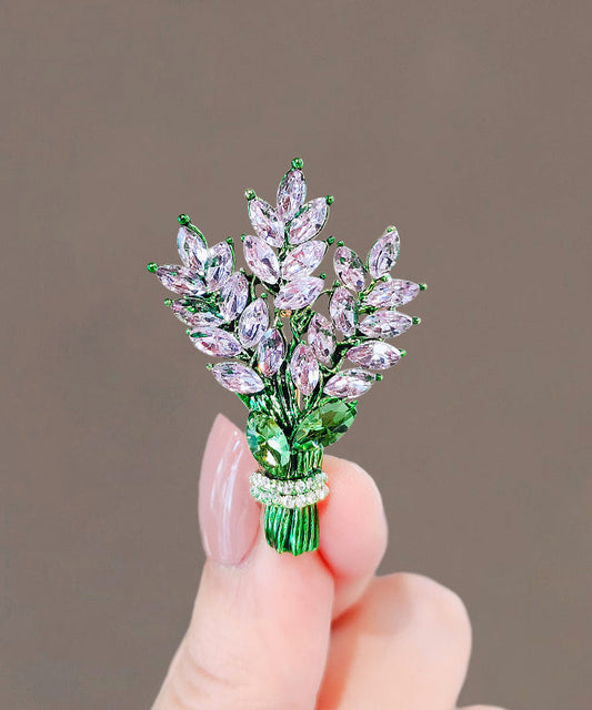 Beautiful Green Alloy Crystal Lavender Brooches QQ048 JEW-BRO240811