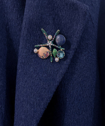 Beautiful Green Zircon Pearl Shell Starfish Brooches GH1076 Ada Fashion