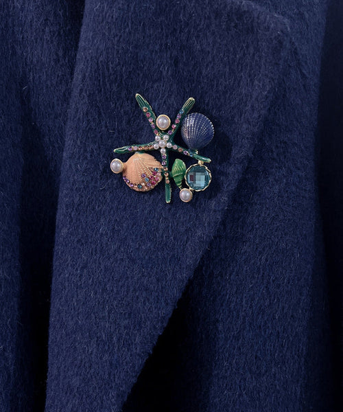 Beautiful Green Zircon Pearl Shell Starfish Brooches GH1076 Ada Fashion
